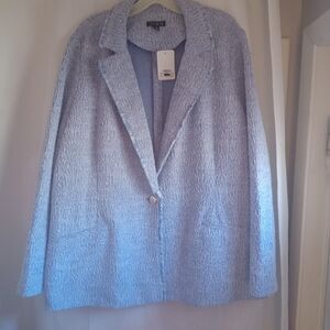 IMAN Global Chic Boucle Blazer with Fringe Trim, 3X